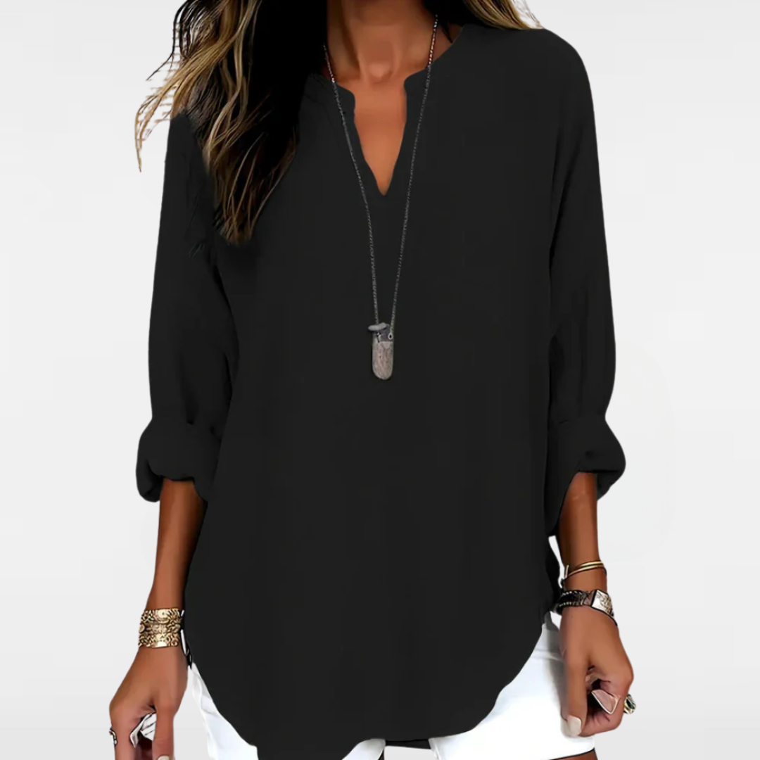 YAHNA | CLASSIC LONG SLEEVE V-NECK TOP