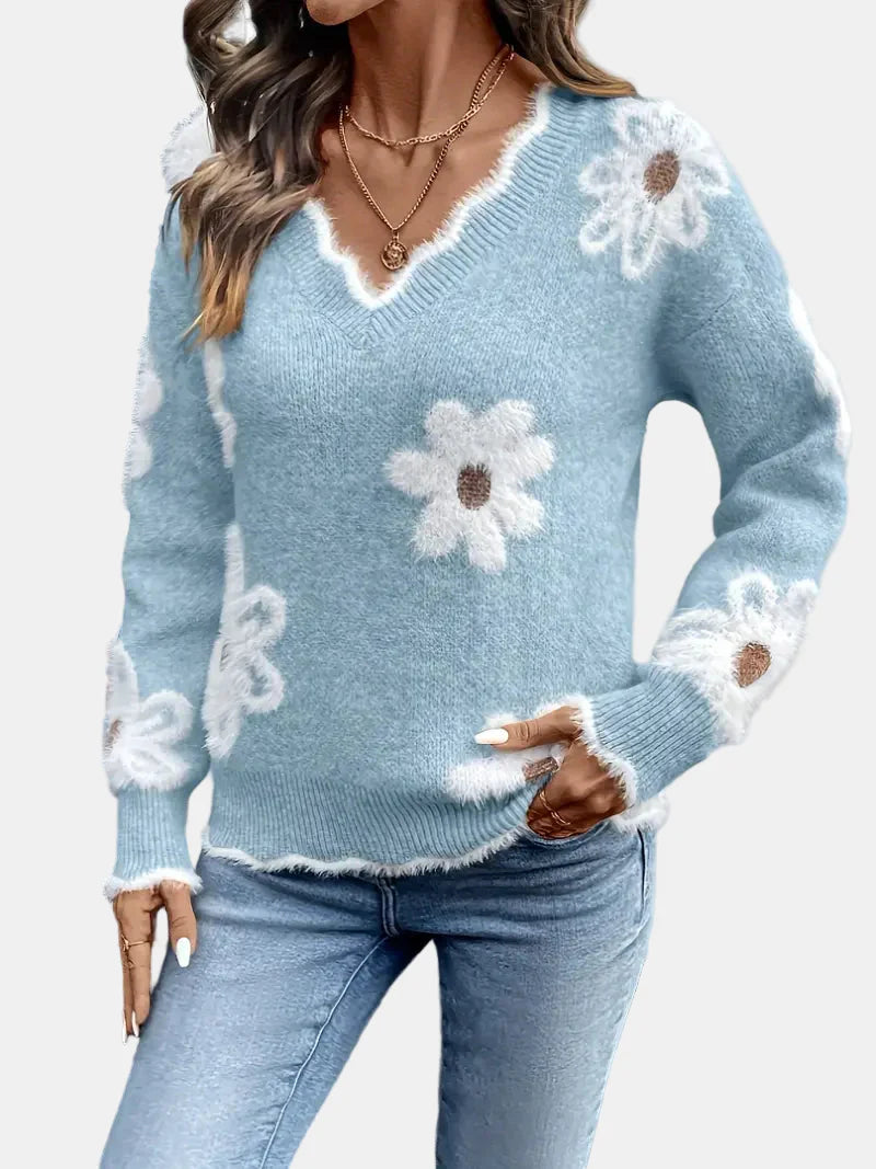 Charlene | Timeless V-Neck Floral Sweater