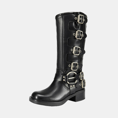 Istrid | Multi-Buckle Knee-High Leather Boots