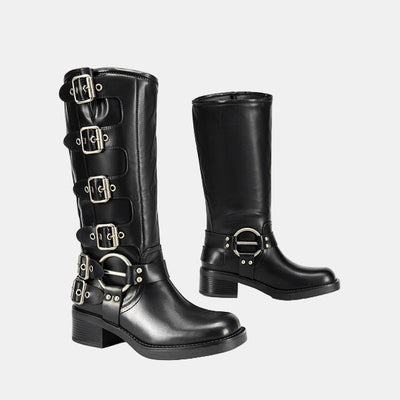 Istrid | Multi-Buckle Knee-High Leather Boots