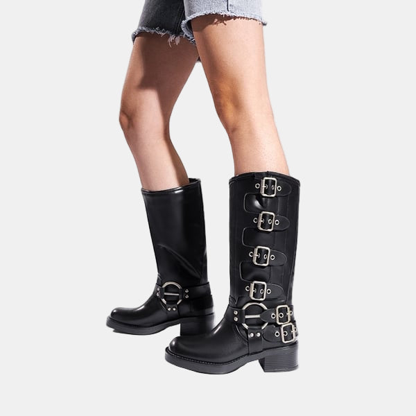 Istrid | Multi-Buckle Knee-High Leather Boots