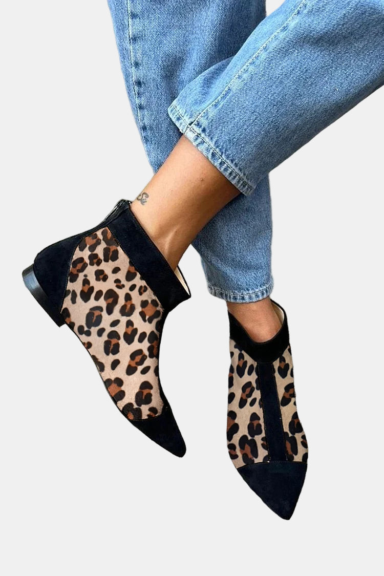 Kaia | Leopard Print Pointed Toe Ankle Boots