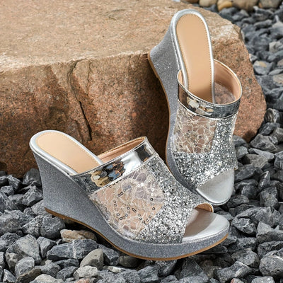 MARIEL | SEQUINED WEDGE HEELS