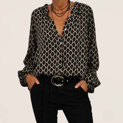Serelina | Geometric V-Neck Blouse