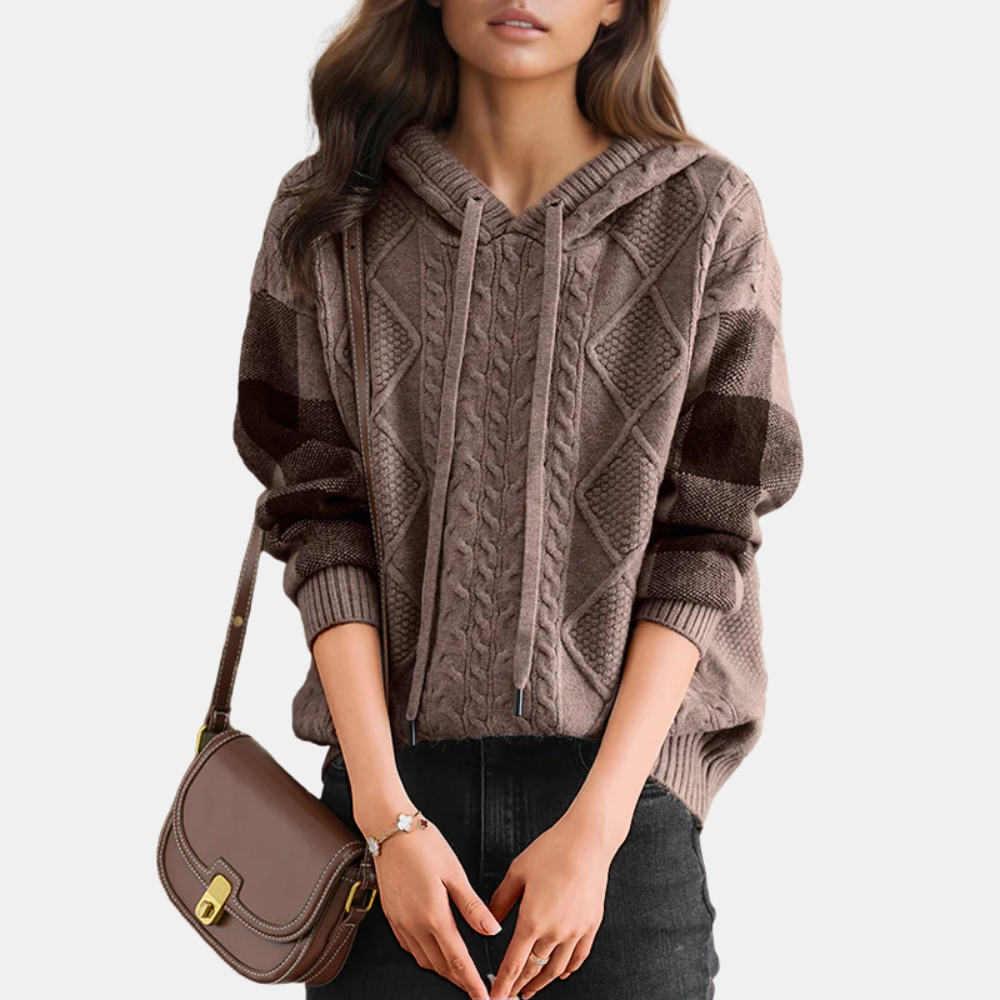 Aveline | Cable Knit Hoodie Sweater