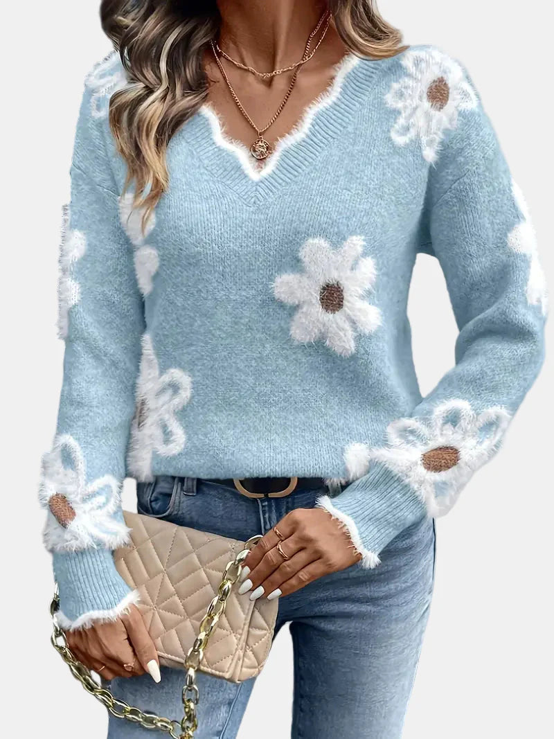 Charlene | Timeless V-Neck Floral Sweater