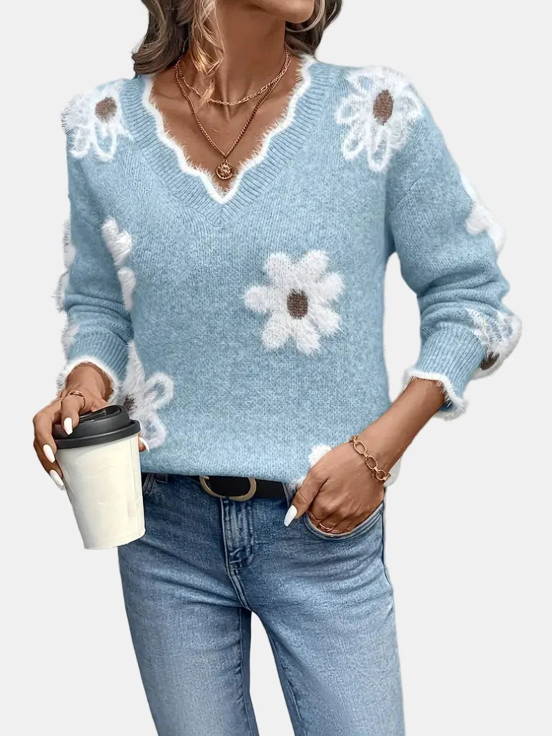Charlene | Timeless V-Neck Floral Sweater