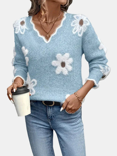 Charlene | Timeless V-Neck Floral Sweater