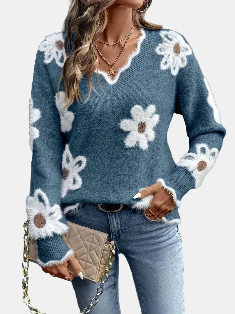 Charlene | Timeless V-Neck Floral Sweater