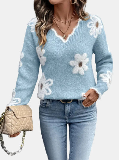 Charlene | Timeless V-Neck Floral Sweater