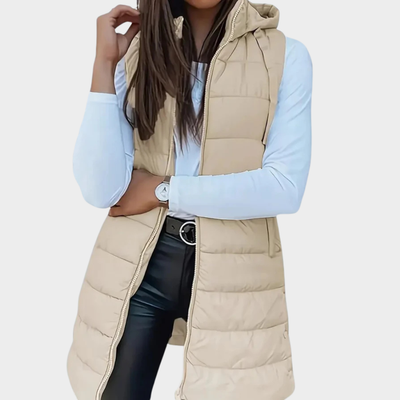 Sienna | Sleeveless Hood Long Puffer Vest