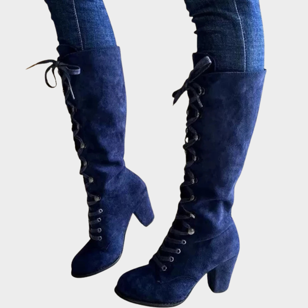 Selene | Lace-Up High Heel Suede Boots