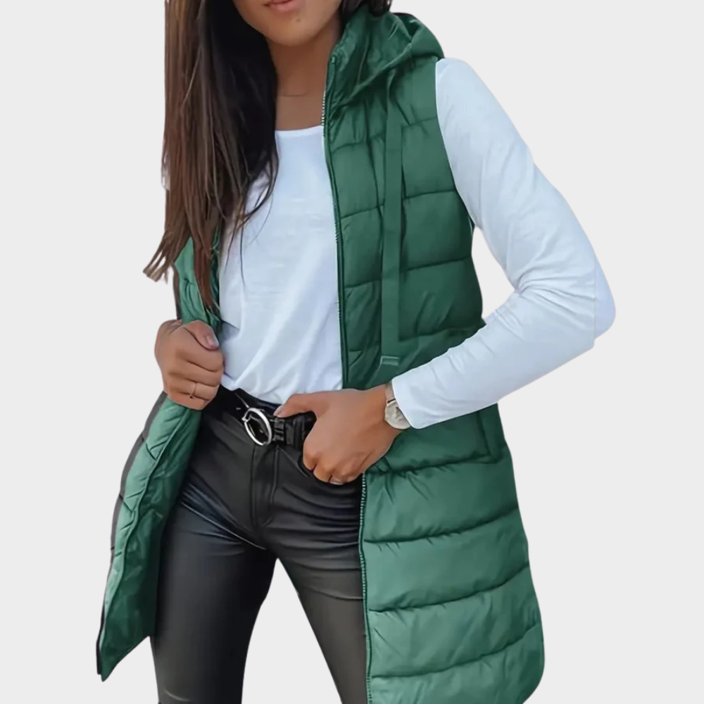 Sienna | Sleeveless Hood Long Puffer Vest