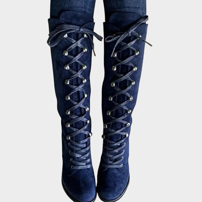 Selene | Lace-Up High Heel Suede Boots