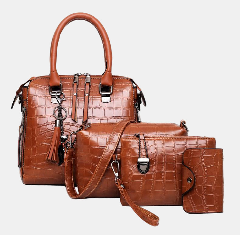 SOPHIA | VINTAGE CROCODILE PATTERN 4-9IECE BAG