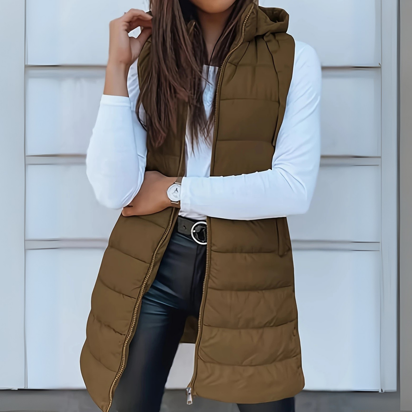 RAIN™ - Casual Sleeveless Hood Long Puffer Vest  TEST