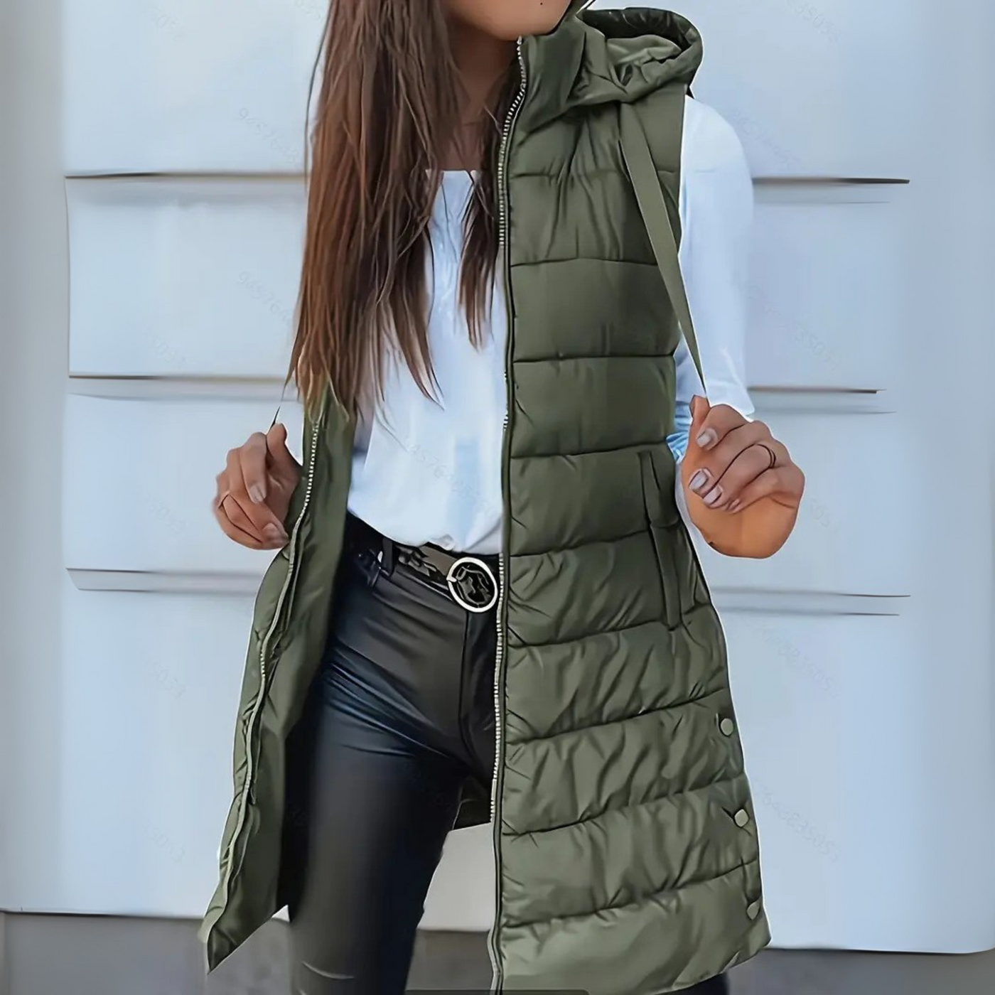 RAIN™ - Casual Sleeveless Hood Long Puffer Vest  TEST