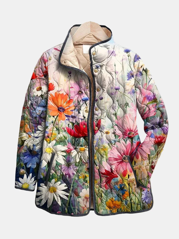 Kaia | Charming Vintage Floral Print Quilted Jacket
