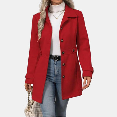 Jeselle | Elegant Notched Collar Long Coat