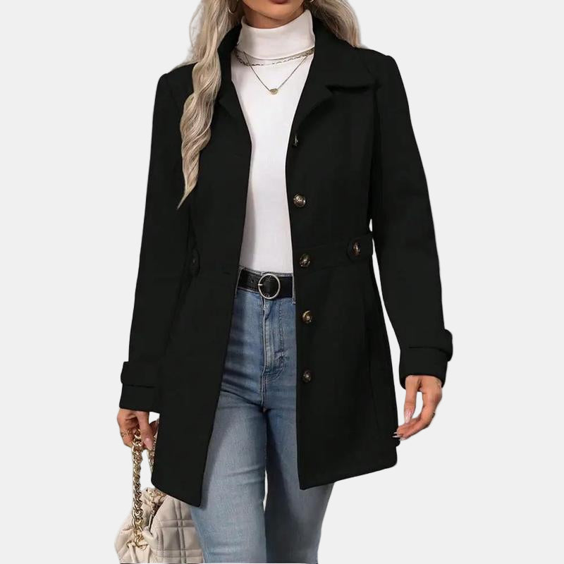 Jeselle | Elegant Notched Collar Long Coat