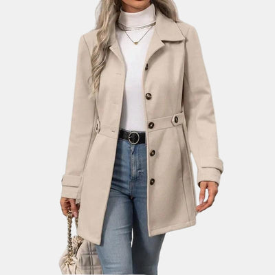 Jeselle | Elegant Notched Collar Long Coat