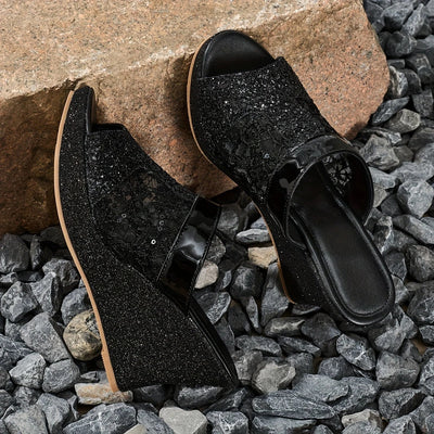 MARIEL | SEQUINED WEDGE HEELS