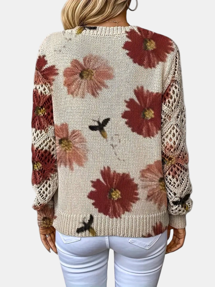 Amelia | Elegant Floral V-Neck Sweater