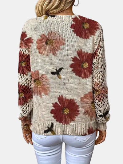Amelia | Elegant Floral V-Neck Sweater