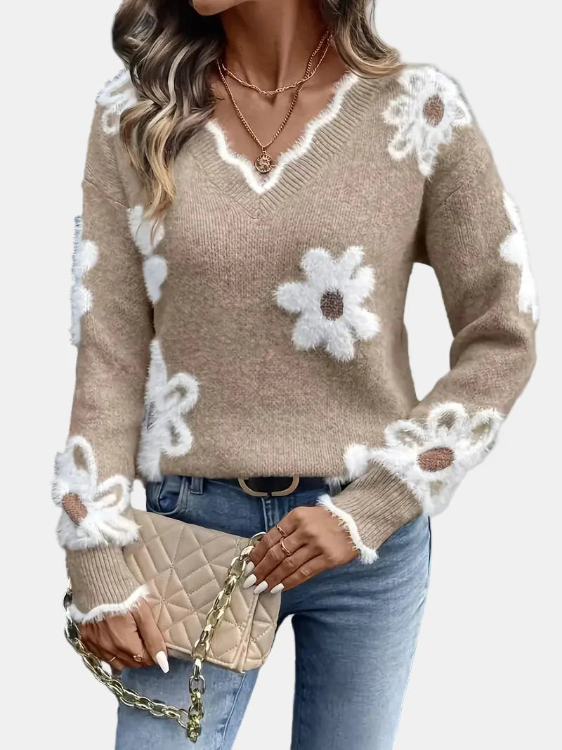 Charlene | Timeless V-Neck Floral Sweater
