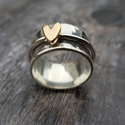 MINDY | SILVER GOLDEN HEART RING