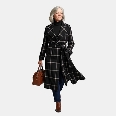 Elise | Classic Checkered Wool Coat