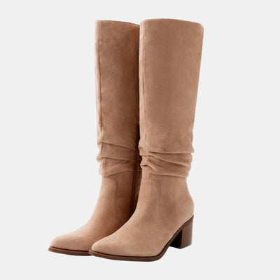 Noa | Knee-High Suede Block Heeled Boots
