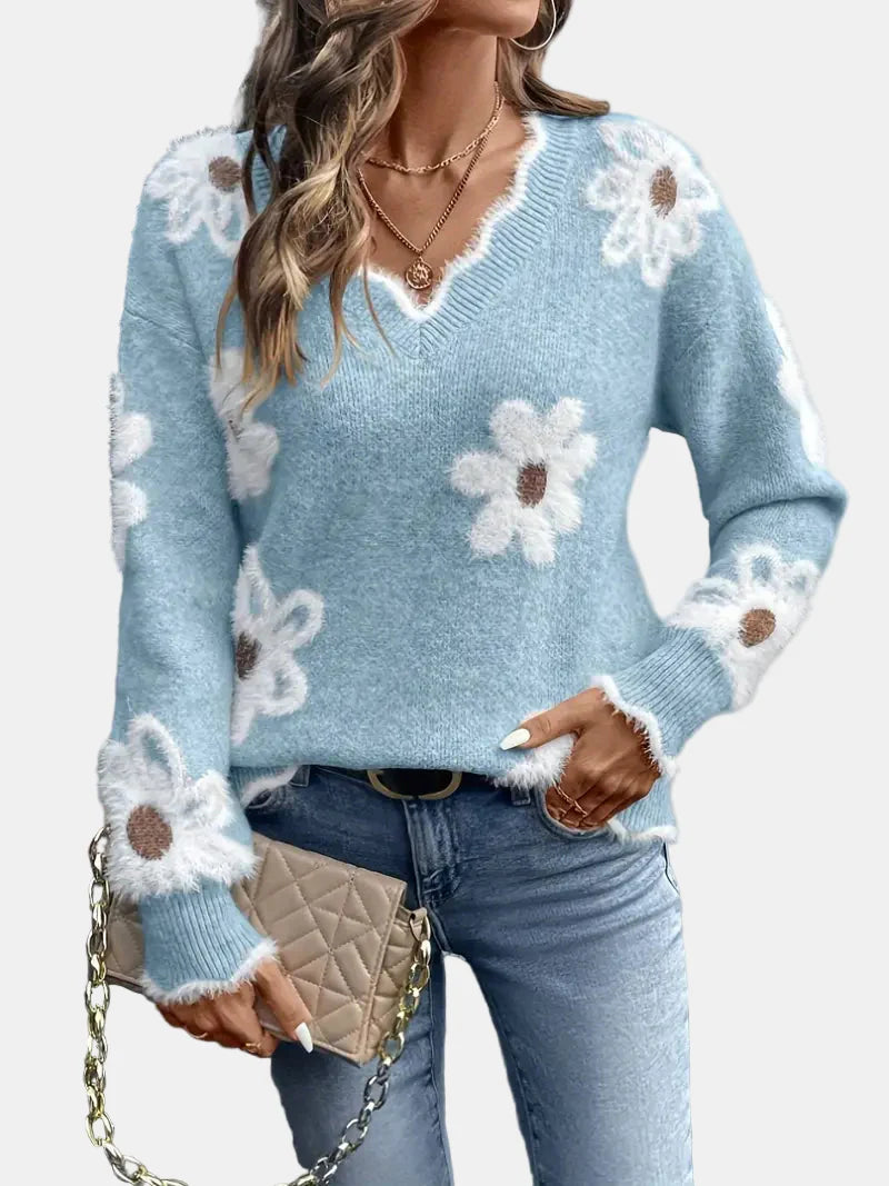 Charlene | Timeless V-Neck Floral Sweater