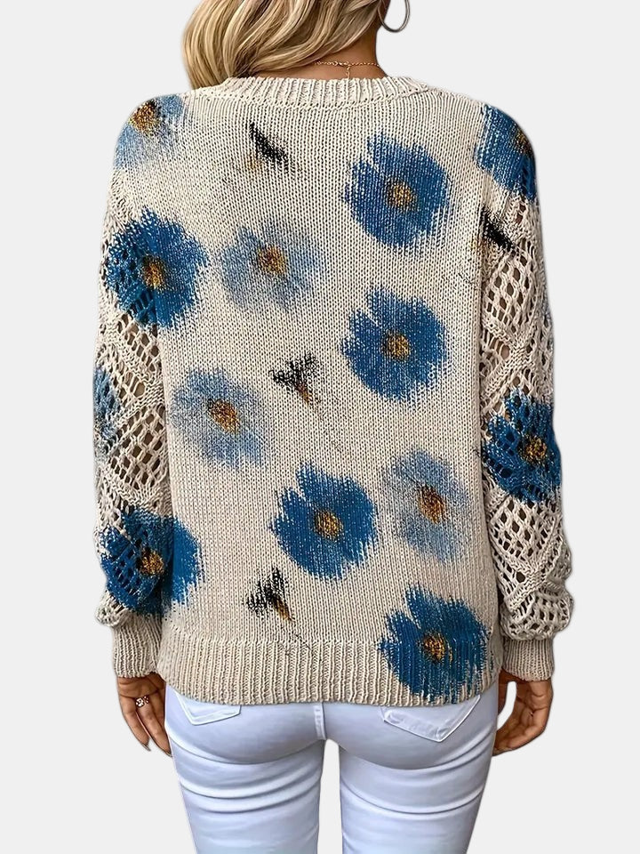 Amelia | Elegant Floral V-Neck Sweater