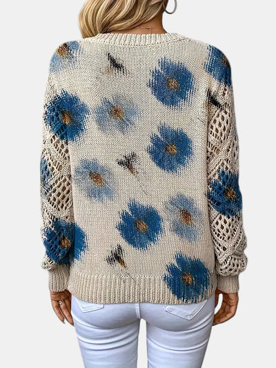 Amelia | Elegant Floral V-Neck Sweater