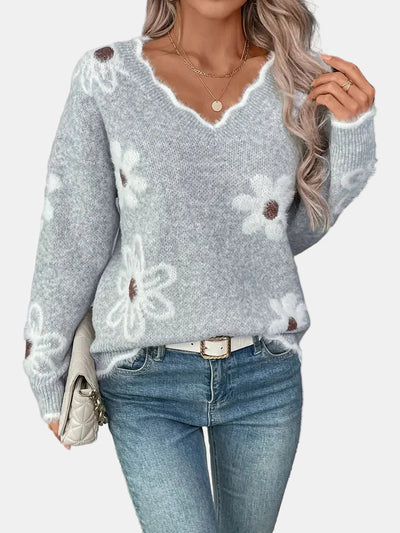 Charlene | Timeless V-Neck Floral Sweater