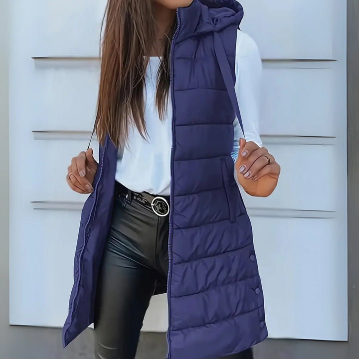 RAIN™ - Casual Sleeveless Hood Long Puffer Vest  TEST