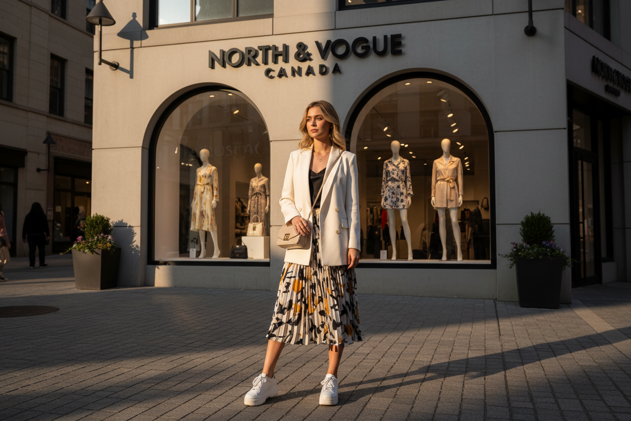 I want the same woman in front of his store north and vogue canada with different clothes