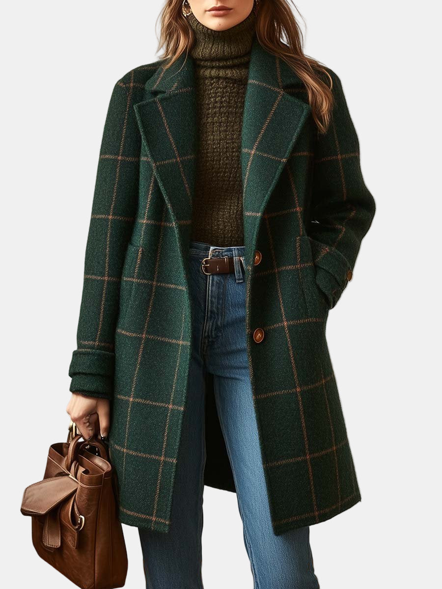 Elise | Classic Checkered Wool Coat