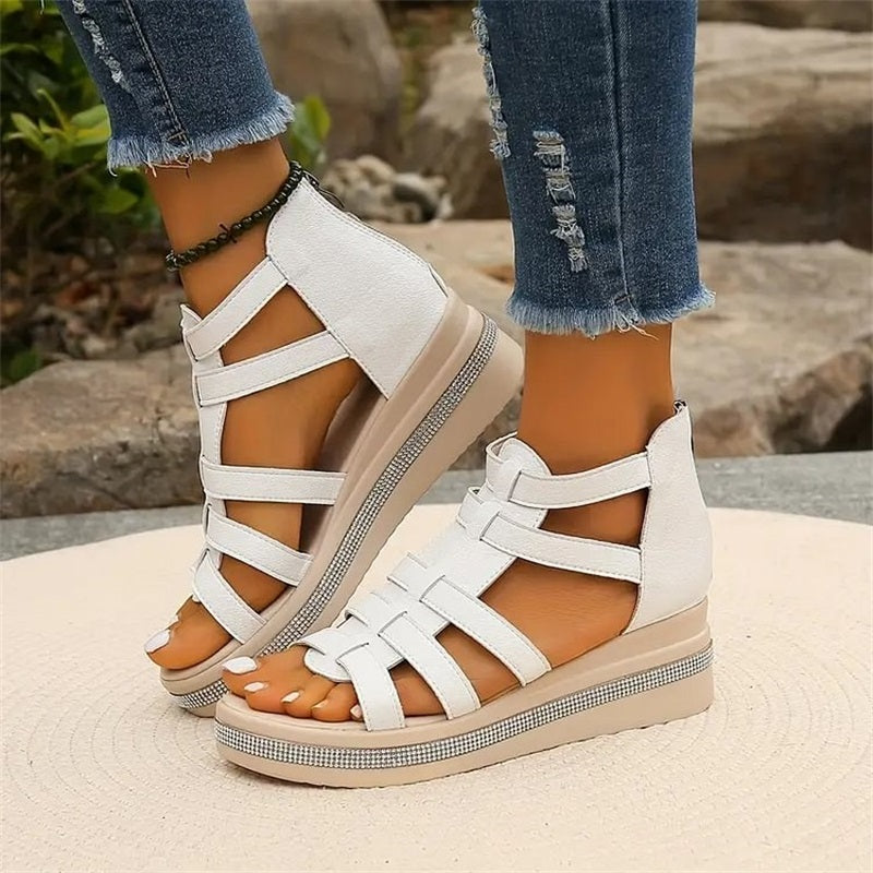 RENEE | STYLISH RHINESTONE WEDGE SANDALS